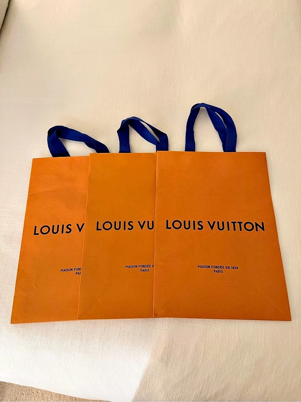 Louis Vuitton Imperial Saffron Paper Shopping Bag Set of 3 Orange & Blue